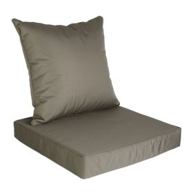 Outdoor Seat Cushion Set Waterproof Patio Furniture Cushion And Back Pillow Fade Resistant Deep Seat Set Chair Pad With Removable Cover For Chair (Option: DarkGrey)